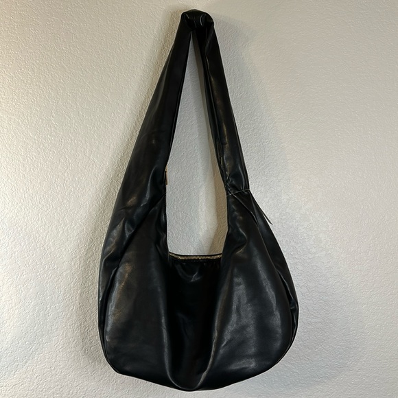 Anthropologie Timmie Faux-Leather Black Slouchy Shoulder Bag NWT - Picture 3 of 7